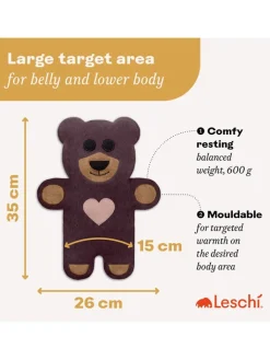Leschi Wärmflaschen & -Kissen<Bio-Körnerkissen "Bär Teddy" in Lila - (L)40 x (B)4 x (H)14 cm