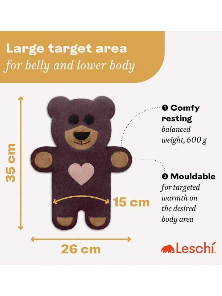 Leschi Wärmflaschen & -Kissen<Bio-Körnerkissen "Bär Teddy" in Lila - (L)40 x (B)4 x (H)14 cm