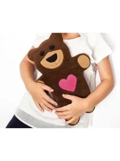 Leschi Wärmflaschen & -Kissen<Bio-Körnerkissen "Bär Teddy" in Lila - (L)40 x (B)4 x (H)14 cm