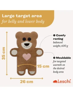 Leschi Wärmflaschen & -Kissen<Bio-Körnerkissen "Bär Teddy" in Hellbraun - (L)40 x (B)4 x (H)14 cm