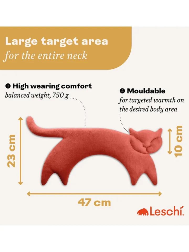 Leschi Wärmflaschen & -Kissen<Bio-Körnerkissen "Katze Clara" in Rot - (L)47 x (B)4 x (H)10 cm