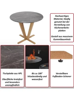 MCW Möbel-Sets<Bistrotisch M56 Massiv-Holz HPL Laminat Melamin