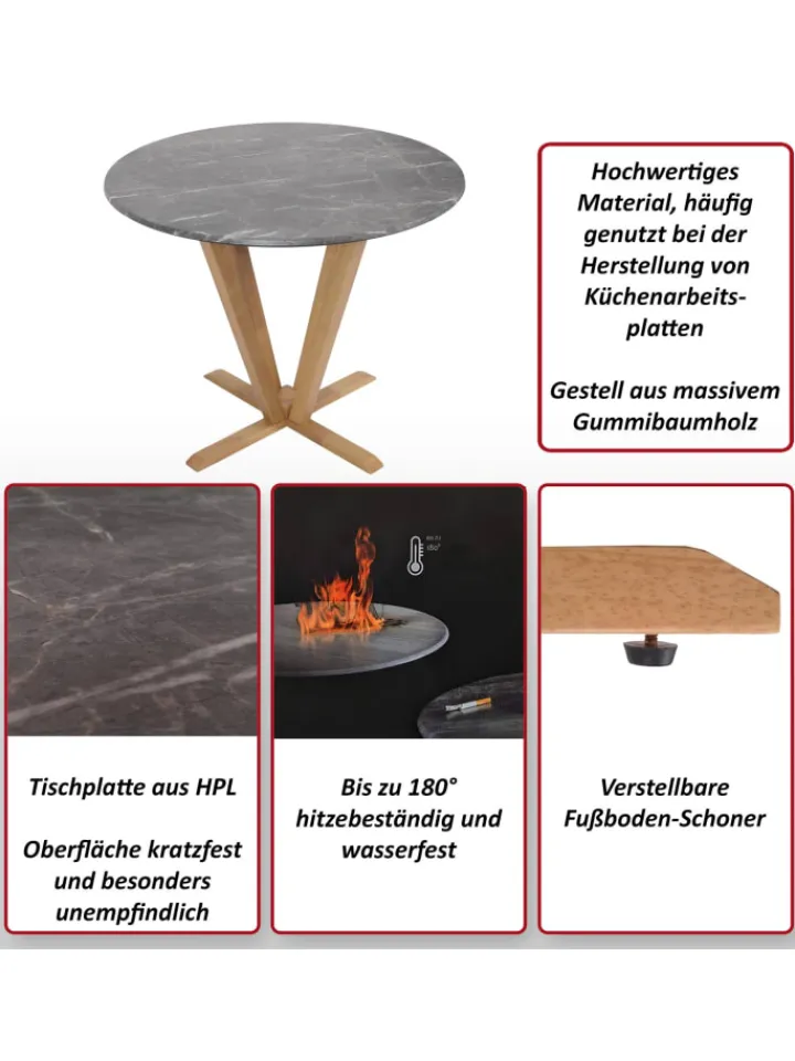 MCW Möbel-Sets<Bistrotisch M56 Massiv-Holz HPL Laminat Melamin