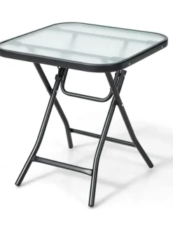COSTWAY Gartenmöbel<Bistrotisch quadratisch klappbar in Schwarz