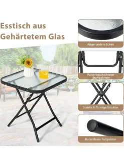 COSTWAY Gartenmöbel<Bistrotisch quadratisch klappbar in Schwarz