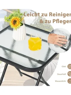 COSTWAY Gartenmöbel<Bistrotisch quadratisch klappbar in Schwarz