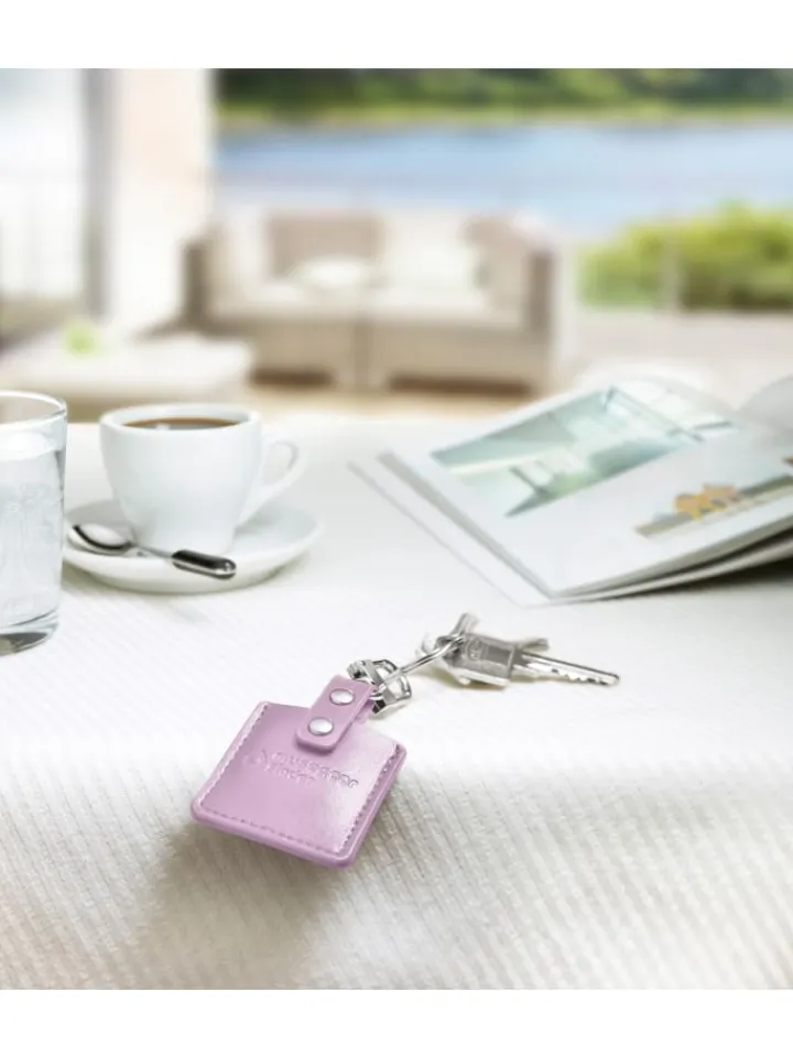 musegear Smarthome & Wetterstationen<Bluetooth-Schlüsselfinder "Finder 2" in rosa Ledertasche