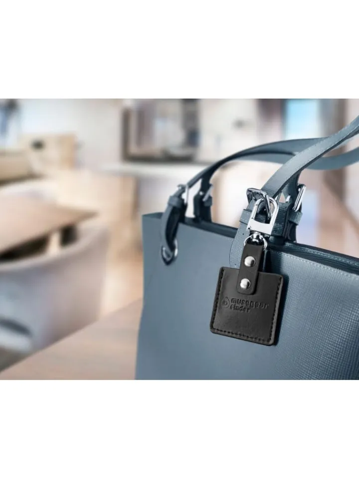 musegear Smarthome & Wetterstationen<Bluetooth-Schlüsselfinder "Finder 2" in schwarzer Ledertasche