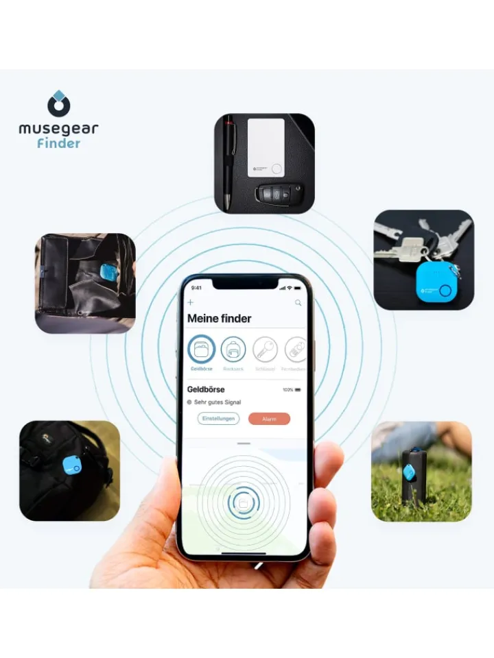 musegear Smarthome & Wetterstationen<Bluetooth-Schlüsselfinder "Finder flat" in schwarz