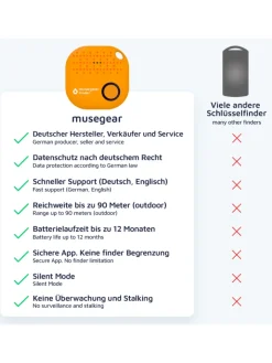 musegear Smarthome & Wetterstationen<Bluetooth-Schlüsselfinder "Finder 2" in orange