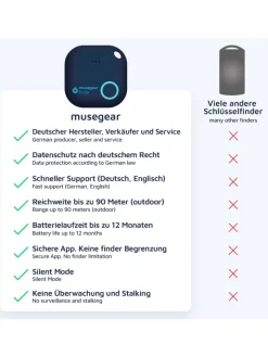 musegear Smarthome & Wetterstationen<Bluetooth-Schlüsselfinder "Finder 2" in brauner Korktasche