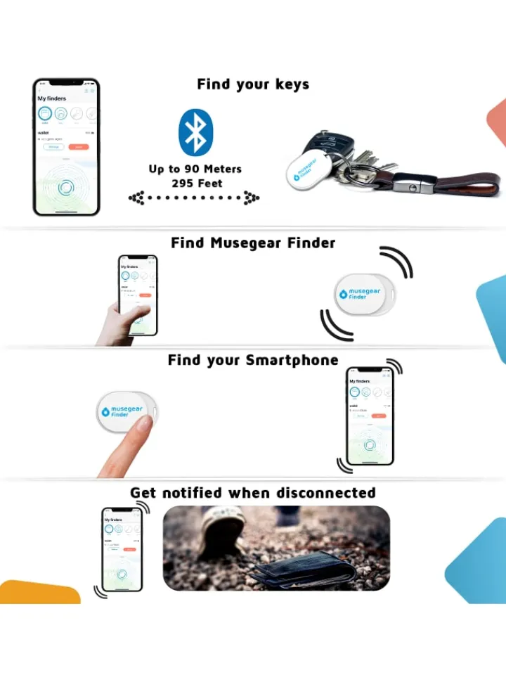 musegear Smarthome & Wetterstationen<Bluetooth-Schlüsselfinder "Finder mini" in weiß - 2er Pack