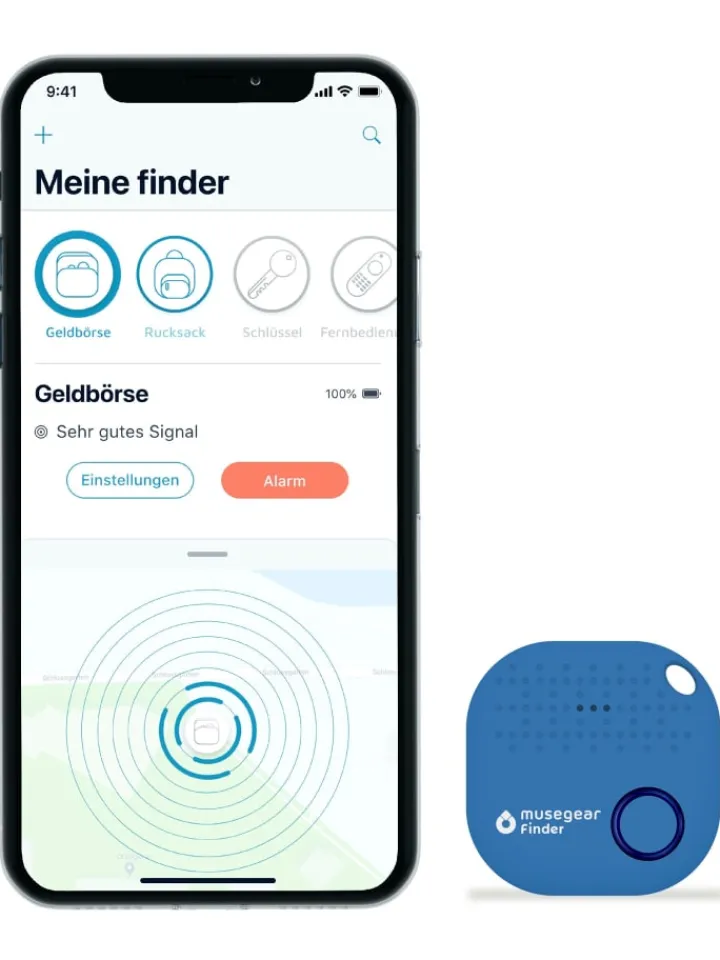musegear Smarthome & Wetterstationen<Bluetooth-Schlüsselfinder "Finder 2" in hellblau