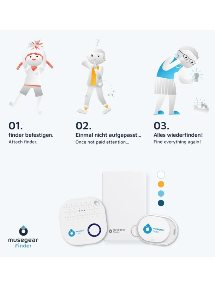 musegear Smarthome & Wetterstationen<Bluetooth-Schlüsselfinder "Finder 2" in weiß 2er Pack