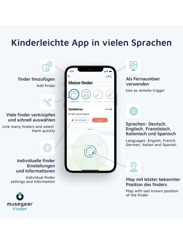 musegear Smarthome & Wetterstationen<Bluetooth-Schlüsselfinder "Finder 2" in weiß 3er Pack
