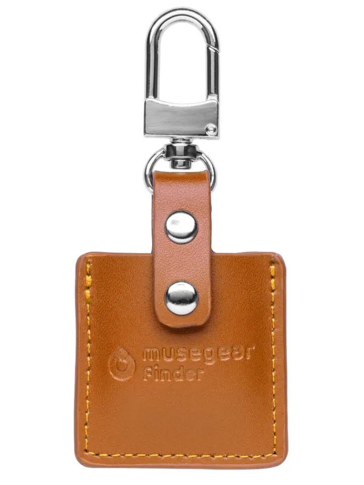 musegear Smarthome & Wetterstationen<Bluetooth-Schlüsselfinder "Finder 2" in brauner Ledertasche
