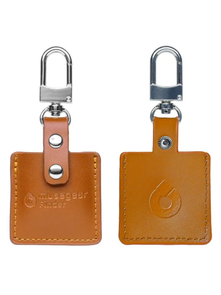 musegear Smarthome & Wetterstationen<Bluetooth-Schlüsselfinder "Finder 2" in brauner Ledertasche