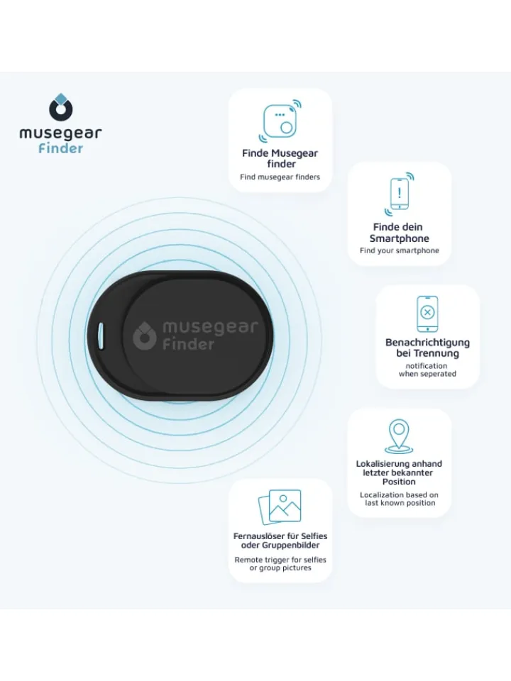 musegear Smarthome & Wetterstationen<Bluetooth-Schlüsselfinder "Finder mini" in schwarz - 2er Pack