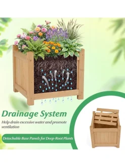 COSTWAY Pflanzen & Zubehör<Blumenkasten mit Gartenbank 105 x 26,5 x 29,5 cm in Beige