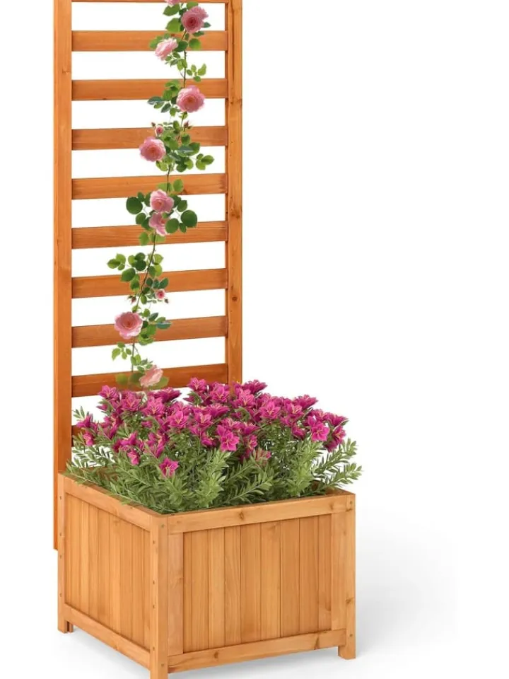 COSTWAY Pflanzen & Zubehör<Blumenkasten mit Rankgitter 123 cm in Orange