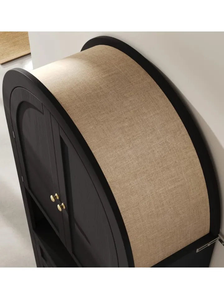 ABRIHOME Regale & Schränke<Bogenschrank in Schwarz mit Schubladen Türen und offenem Regal Hoch