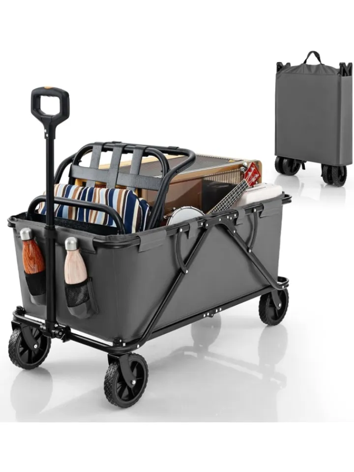 COSTWAY Einkaufstaschen & -Trolleys<Bollerwagen faltbar in Grau