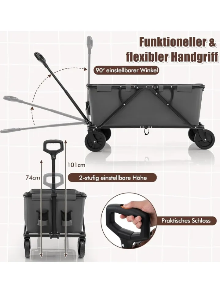 COSTWAY Einkaufstaschen & -Trolleys<Bollerwagen faltbar in Grau