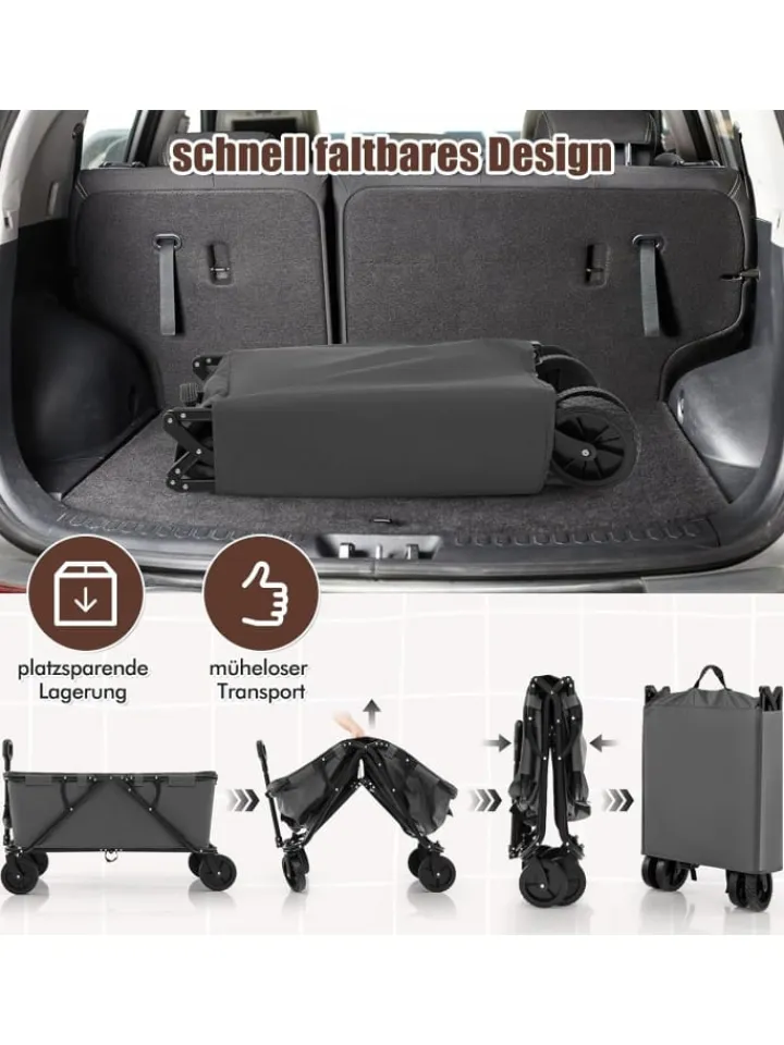 COSTWAY Einkaufstaschen & -Trolleys<Bollerwagen faltbar in Grau