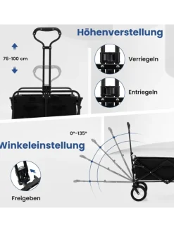 COSTWAY Einkaufstaschen & -Trolleys<Bollerwagen faltbar in Schwarz