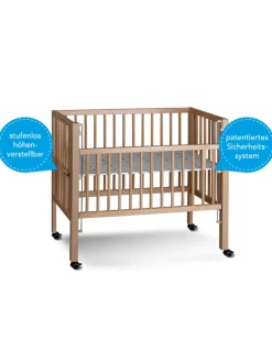 tiSsi Babymöbel<Boxspring Anstellbett "Maxi" in Natur - 50 x 90cm