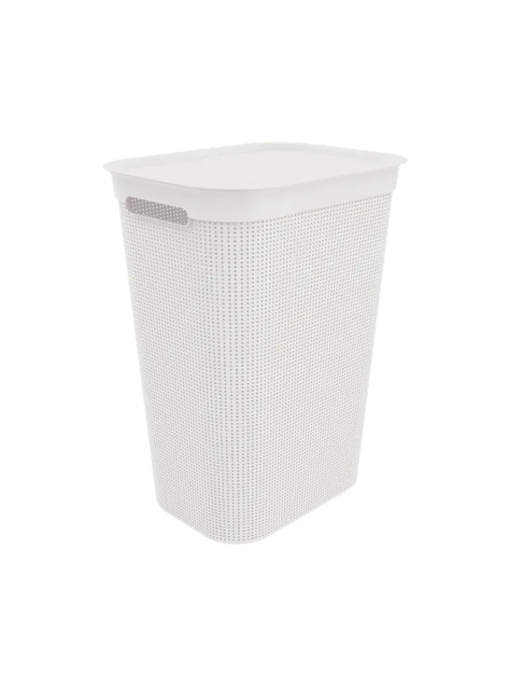 Rotho Wäschekörbe & -Ständer<Brisen Wäschebox 50l mit Deckel und Griffe in Mistelweiß