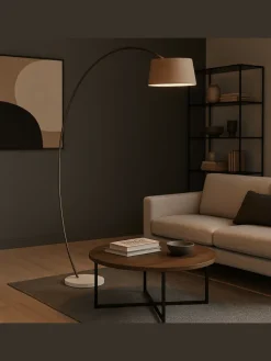Brilliant Stehleuchten<Brok Bogenlampe, 2 m, Taupe/Grau, E27, schwenkbar, Fußschalter, modern