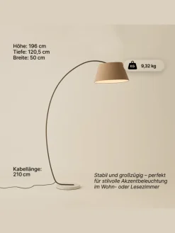 Brilliant Stehleuchten<Brok Bogenlampe, 2 m, Taupe/Grau, E27, schwenkbar, Fußschalter, modern