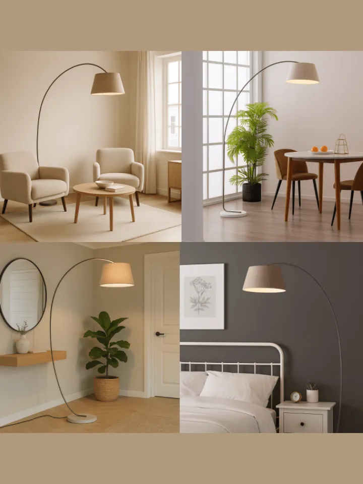 Brilliant Stehleuchten<Brok Bogenlampe, 2 m, Taupe/Grau, E27, schwenkbar, Fußschalter, modern