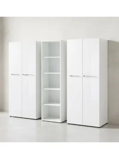 KADIMA DESIGN Möbel-Sets<Büro-Set 2 Schränke & Regal, 240cm breit, Glasfront in Weiß