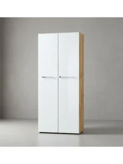 KADIMA DESIGN Möbel-Sets<Büro-Set 2 Schränke & Regal, 240cm breit, Glasfront in Chalet-Eiche-Nb.-Weiß