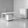 KADIMA DESIGN Möbel-Sets<Büro-Set Schreibtisch Schrank Container Glasfront Modern in Weiß