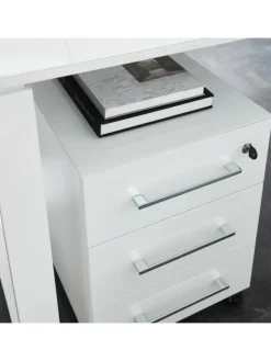 KADIMA DESIGN Möbel-Sets<Büro-Set Schreibtisch Schrank Container Glasfront Modern in Weiß