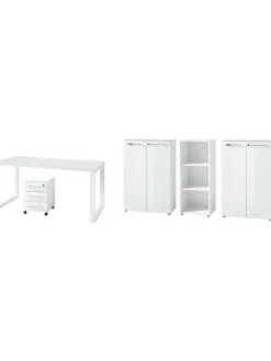 KADIMA DESIGN Möbel-Sets<Büro-Set 5-teilig, Glasfront Soft-Close Modern Büromöbel in Weiß