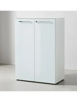 KADIMA DESIGN Möbel-Sets<Büro-Set 2-tlg 120cm hoch Kommode x Regal, Glas Front in Weiß