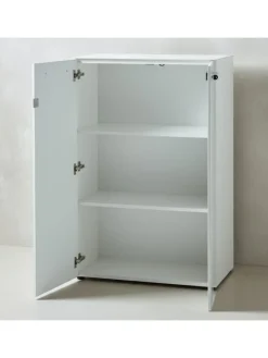 KADIMA DESIGN Möbel-Sets<Büro-Set 2-tlg 120cm hoch Kommode x Regal, Glas Front in Weiß