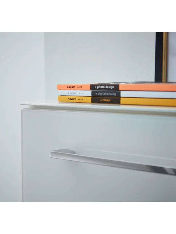 KADIMA DESIGN Möbel-Sets<Büro-Set 2-tlg 120cm hoch Kommode x Regal, Glas Front in Weiß