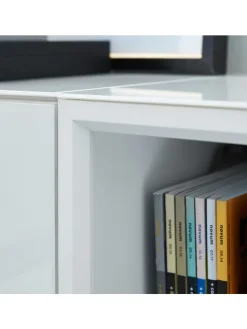 KADIMA DESIGN Möbel-Sets<Büro-Set 2-tlg 120cm hoch Kommode x Regal, Glas Front in Weiß