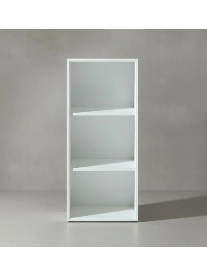KADIMA DESIGN Möbel-Sets<Büro-Set 2-tlg 120cm hoch Kommode x Regal, Glas Front in Weiß
