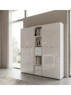 KADIMA DESIGN Möbel-Sets<Büro-Set 8-tlg, Glas Abschließbar Modern Büromöbel in Weiß