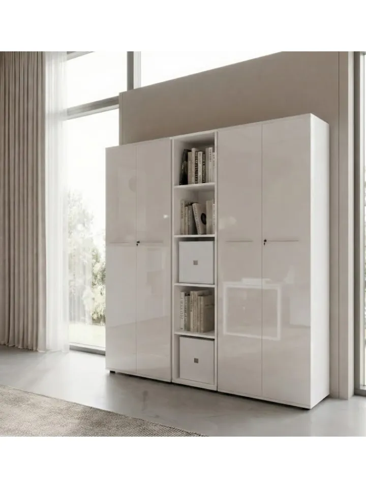 KADIMA DESIGN Möbel-Sets<Büro-Set 8-tlg, Glas Abschließbar Modern Büromöbel in Weiß