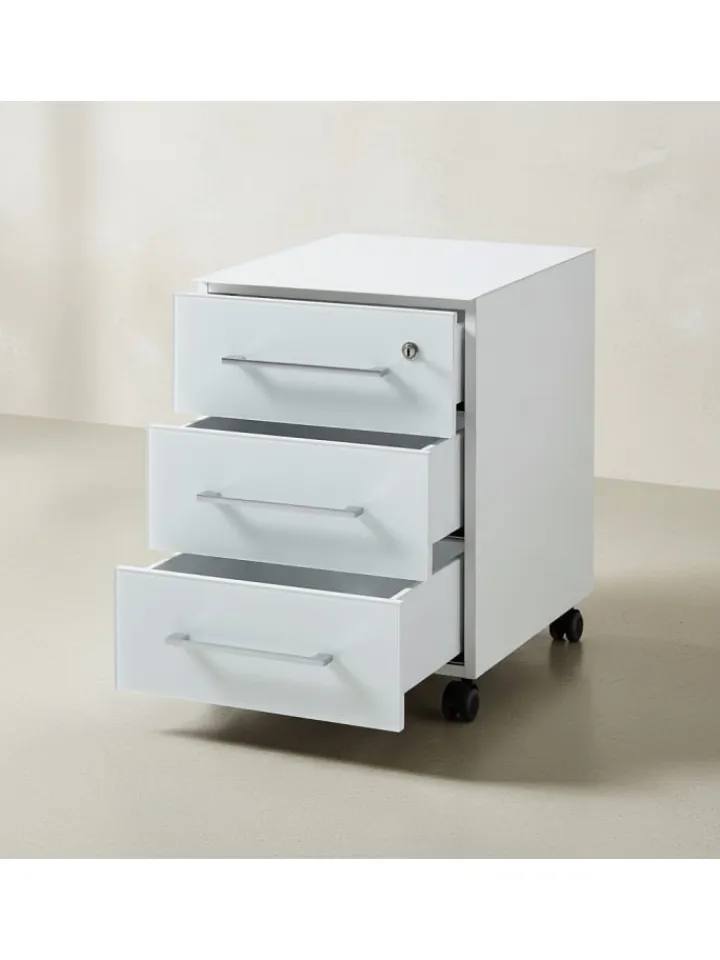 KADIMA DESIGN Möbel-Sets<Büro-Set 8-tlg, Glas Abschließbar Modern Büromöbel in Weiß