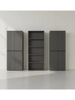 KADIMA DESIGN Möbel-Sets<Büro-Set XL Schrankwand Soft-Close Graphit Aktenschrank Büromöbel