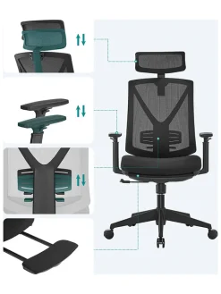 Songmics Sitzmöbel<Bürostuhl in Schwarz - (B)70 x (H)133 x (T)68,5 cm