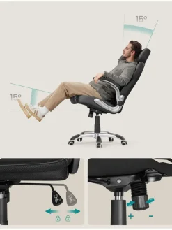 Songmics Sitzmöbel<Bürostuhl in Schwarz - (B)70 x (H)137 cm